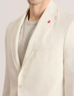 Single Breasted Two Button Notch Flat Front Linen Suit Jacket