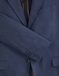 Single Breasted Two Button Notch Flat Front Seersucker Suit Jacket