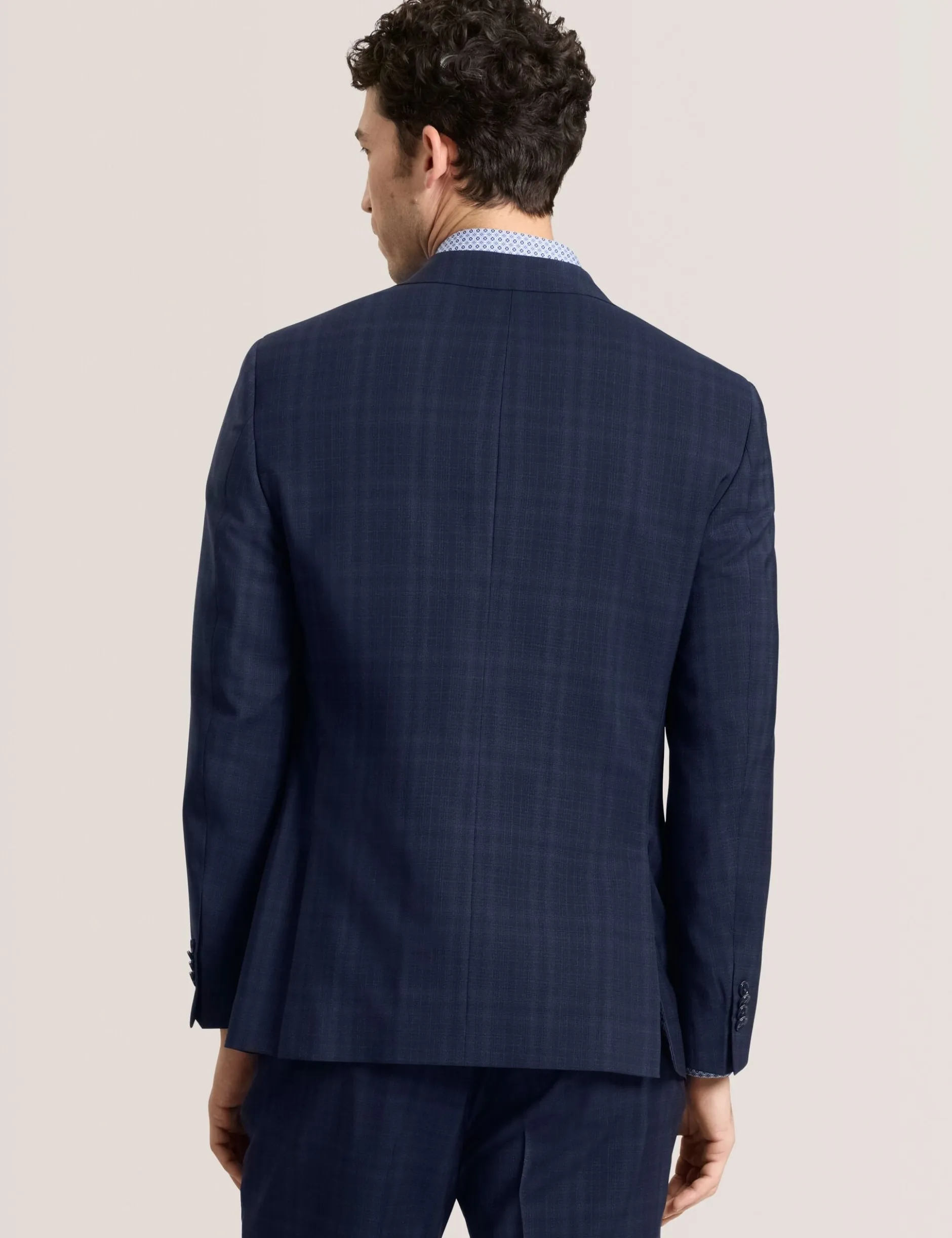 Single Breasted Two Button Notch Flat Front Plaid Jacket