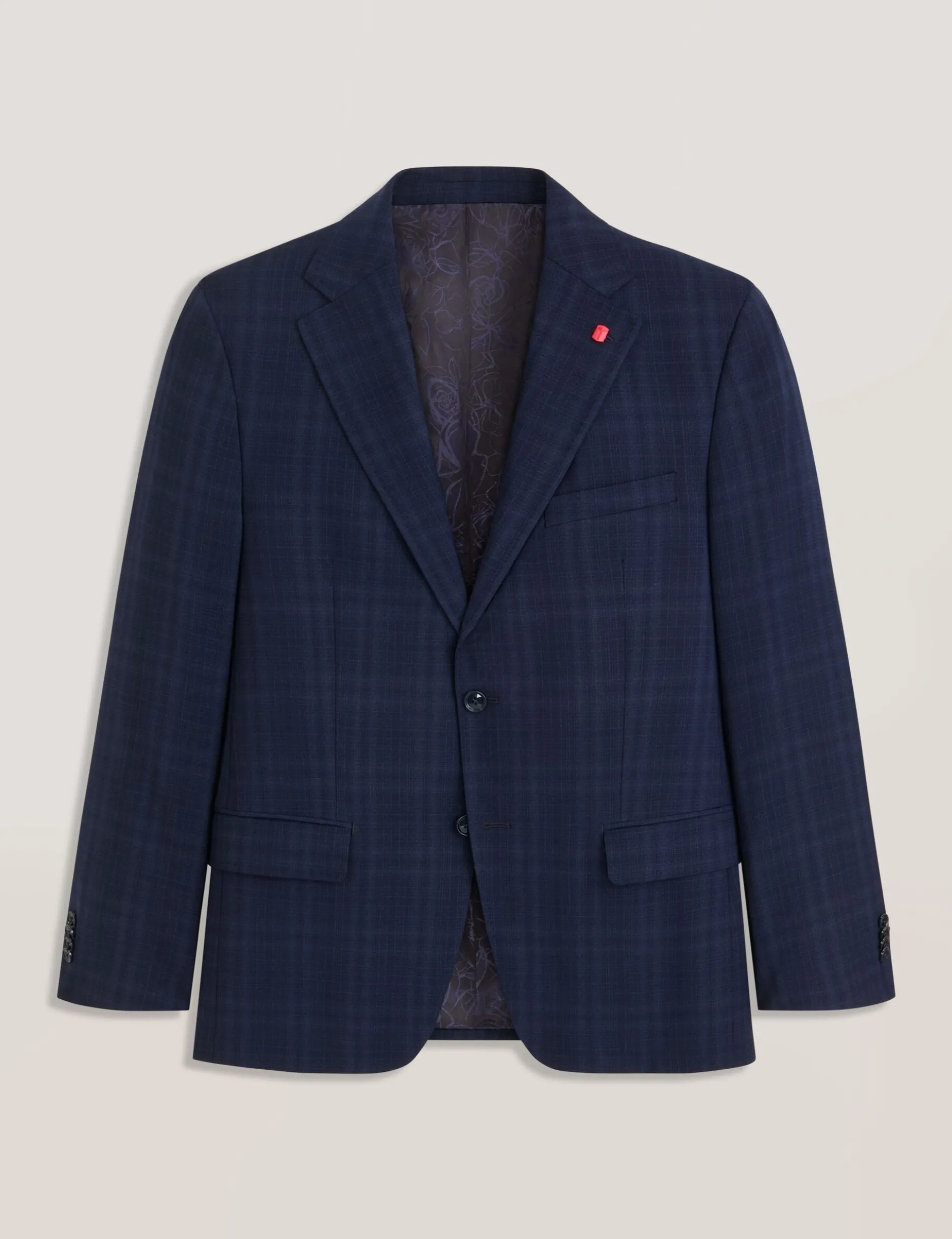 Single Breasted Two Button Notch Flat Front Plaid Jacket