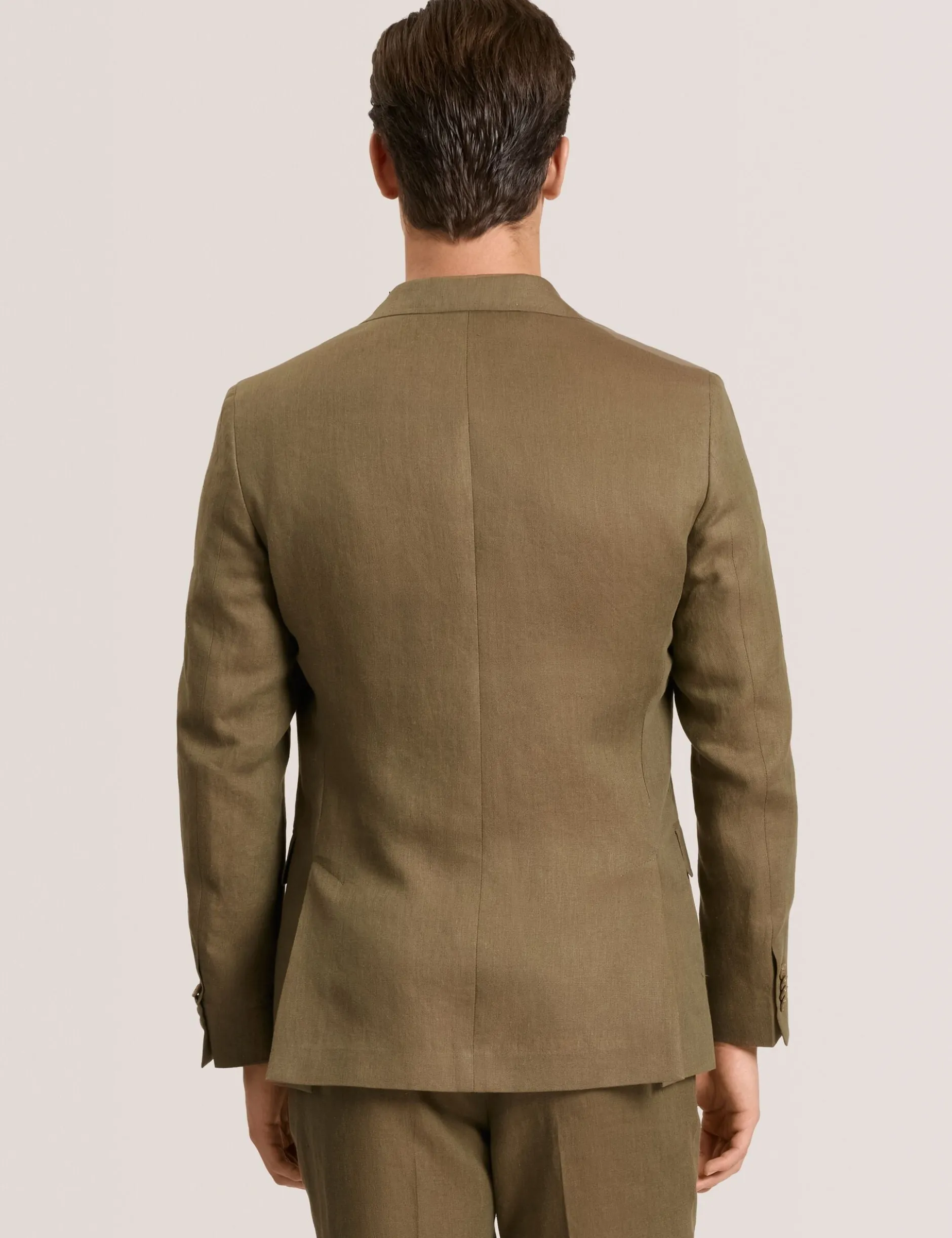Single Breasted Two Button Notch Flat Front Linen Suit Jacket