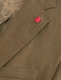 Single Breasted Two Button Notch Flat Front Linen Suit Jacket