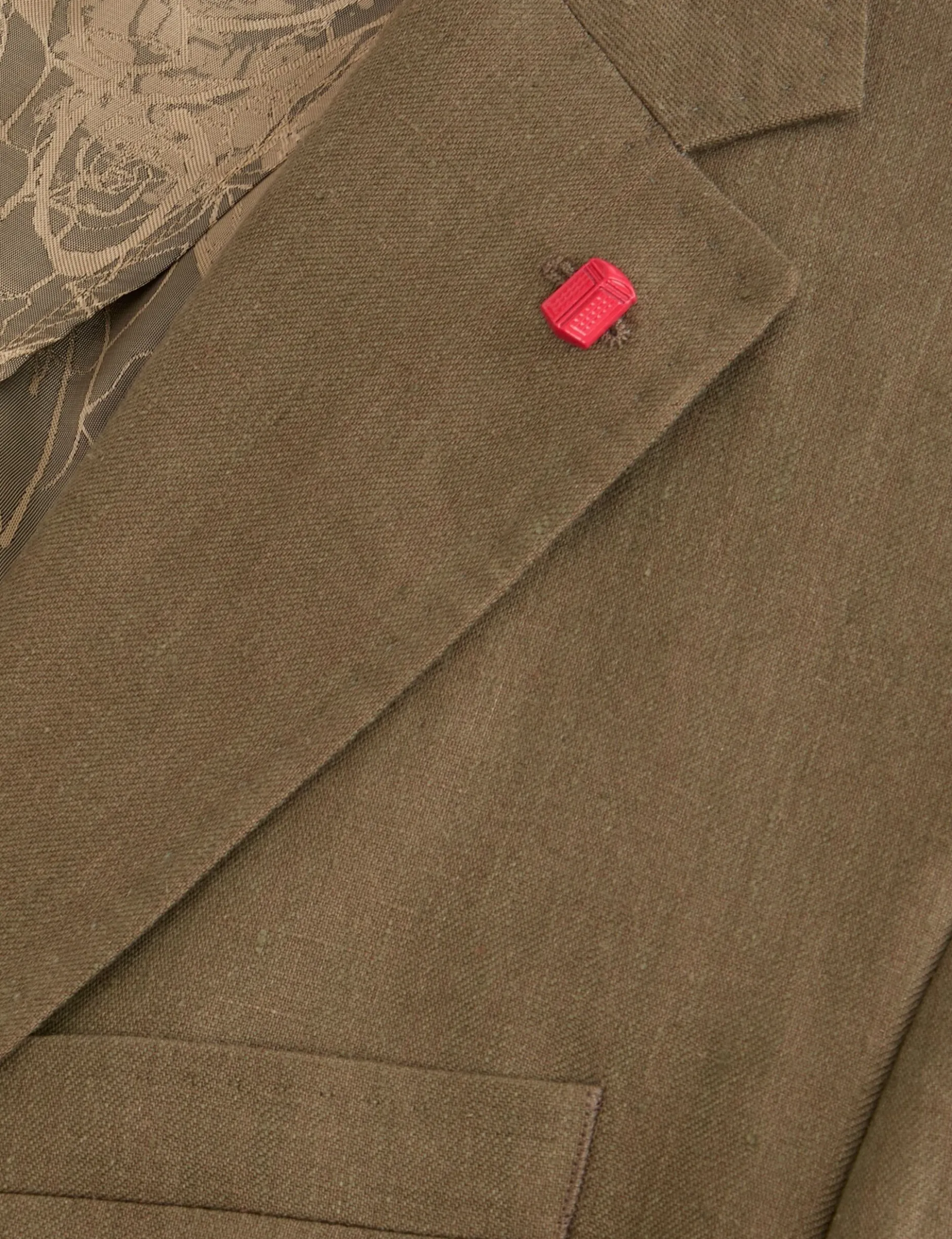 Single Breasted Two Button Notch Flat Front Linen Suit Jacket