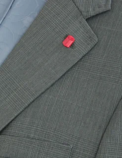 Single Breasted Two Button Notch Flat Front Plaid Jacket