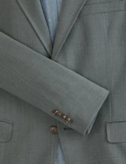 Single Breasted Two Button Notch Flat Front Plaid Jacket