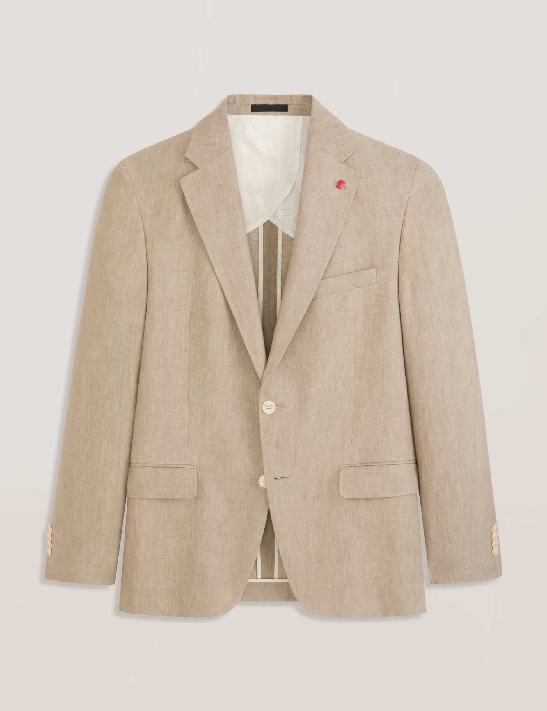 Single Breasted Two Button Notch Flat Front Linen Suit Jacket