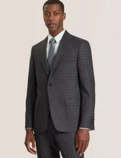 Single Breasted Two Button Notch Fully Fashioned Tattersall Suit Jacket