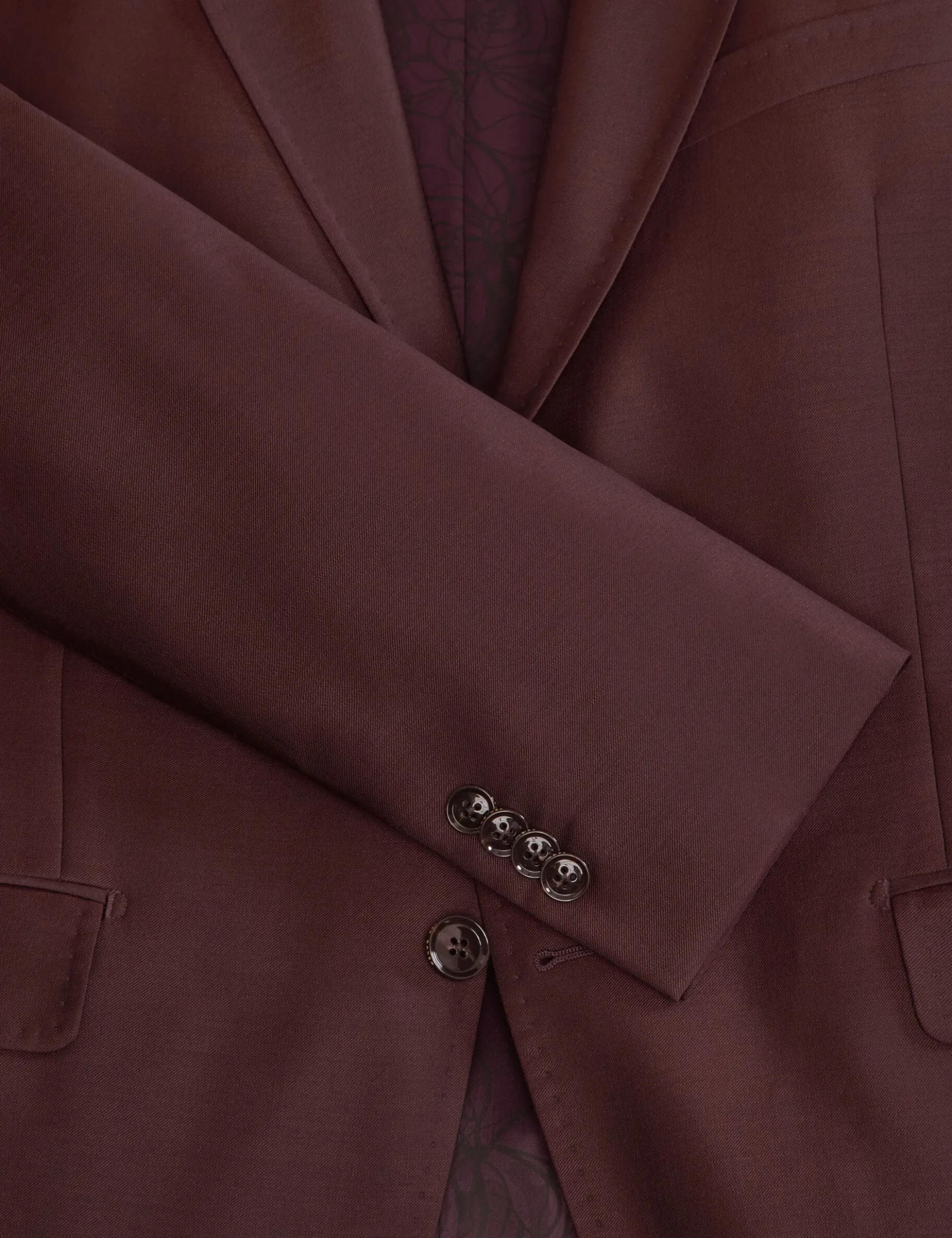 Single Breasted Two Button Notch Fully Fashioned Twill Suit Jacket