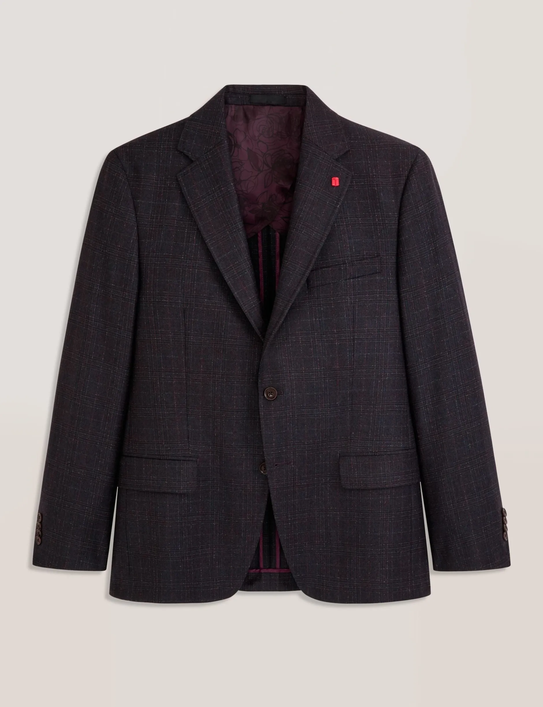 Single Breasted Two Button Notch Fully Fashioned Plaid Jacket