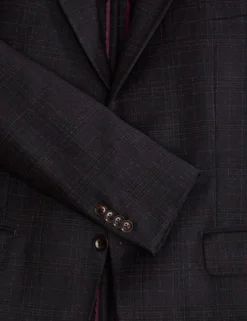 Single Breasted Two Button Notch Fully Fashioned Plaid Jacket