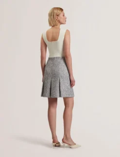Sleeveless Knit Bodice Boucle Mini Dress