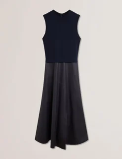Sleeveless Knit Faux Leather Midi Dress