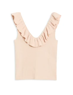Sleeveless Knit Ruffle Top