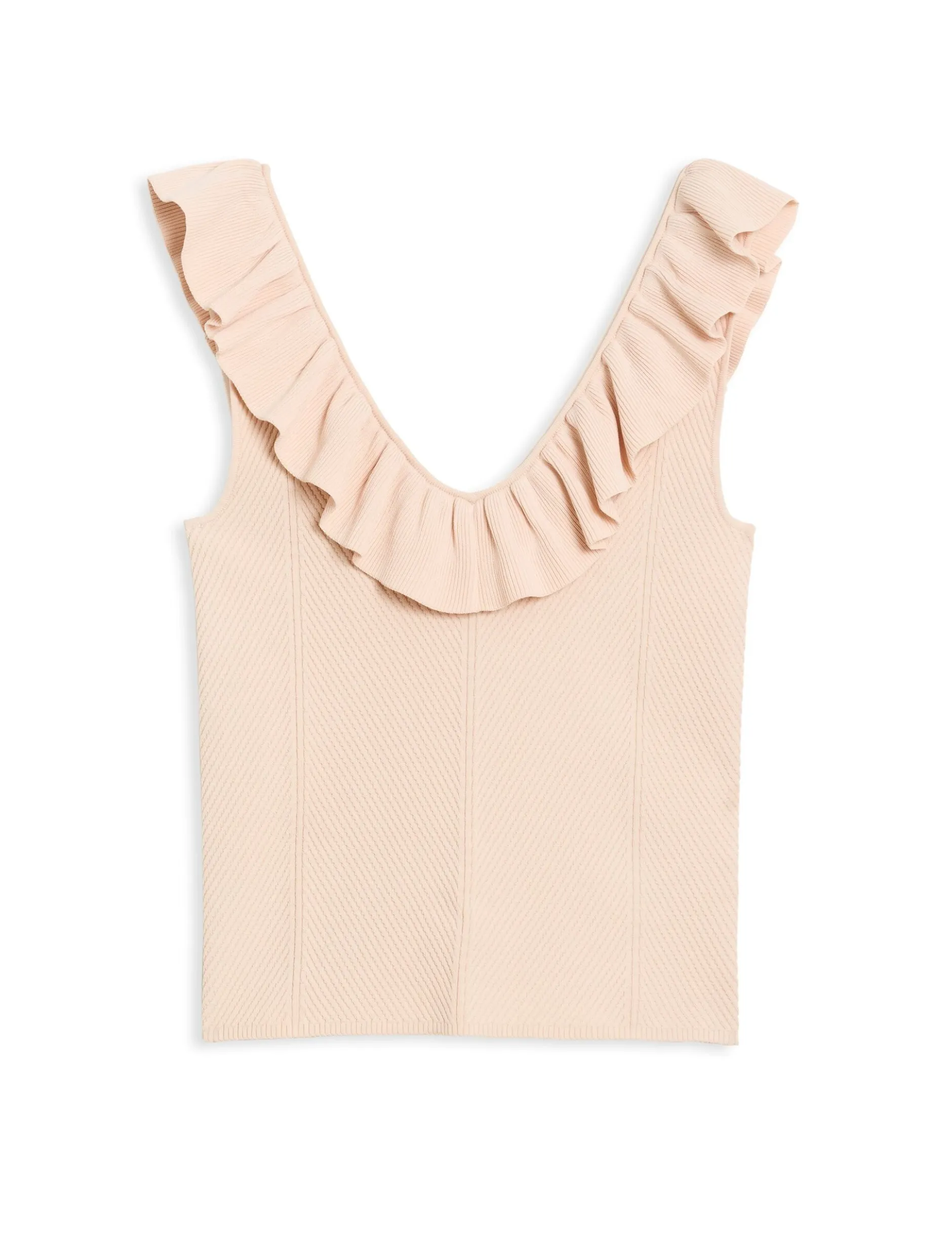 Sleeveless Knit Ruffle Top