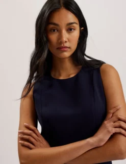 Sleeveless Tailored Mini Dress With Side Split