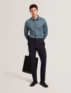 Slim Fit Geo Print Cotton Blend Shirt