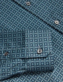 Slim Fit Geo Print Cotton Blend Shirt