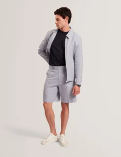 Slim Fit Linen Blend Tailored Shorts