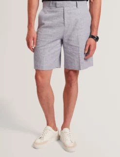 Slim Fit Linen Blend Tailored Shorts