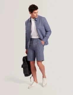 Slim Fit Linen Blend Tailored Shorts