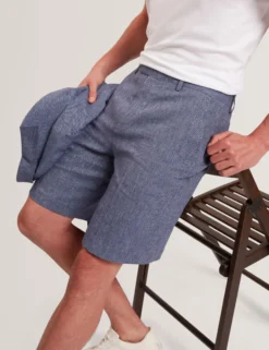 Slim Fit Linen Blend Tailored Shorts