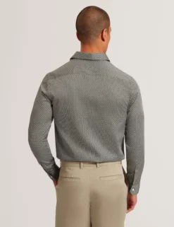 Slim Fit Micro Geometric Print Shirt