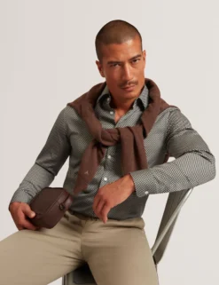 Slim Fit Micro Geometric Print Shirt