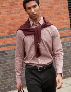 Slim Fit Micro Geometric Print Shirt