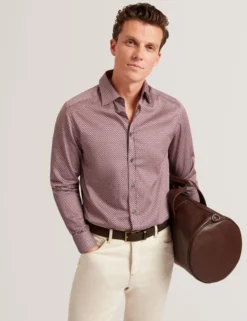Slim Fit Micro Geometric Print Shirt