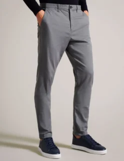 Slim Fit Textured Cotton Blend Chinos