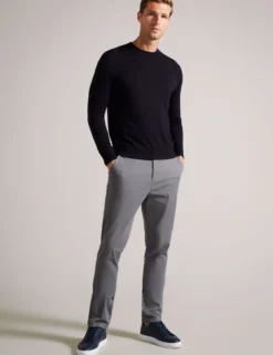 Slim Fit Textured Cotton Blend Chinos
