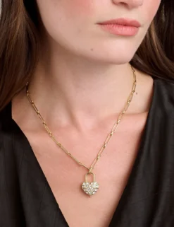 Statement Pave Crystal Padlock Pendant Necklace