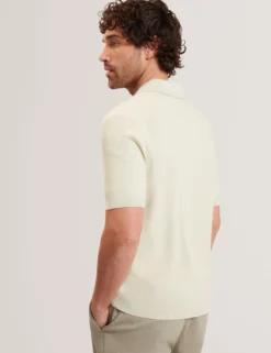 Stitched Rib Open Neck Polo Shirt