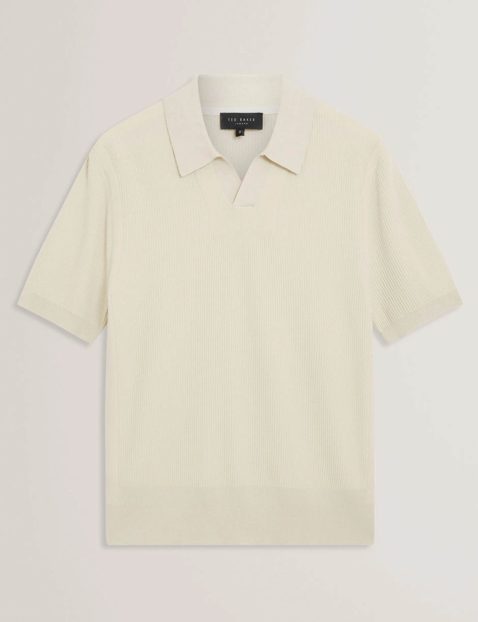 Stitched Rib Open Neck Polo Shirt
