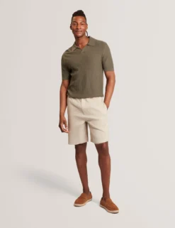 Stitched Rib Open Neck Polo Shirt