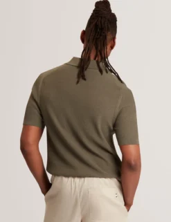 Stitched Rib Open Neck Polo Shirt