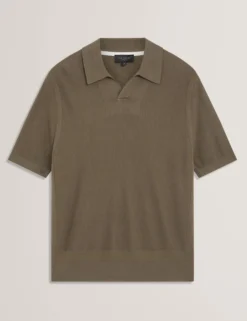 Stitched Rib Open Neck Polo Shirt