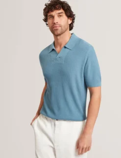 Stitched Rib Open Neck Polo Shirt