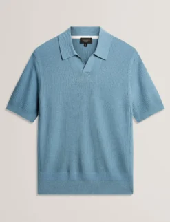 Stitched Rib Open Neck Polo Shirt