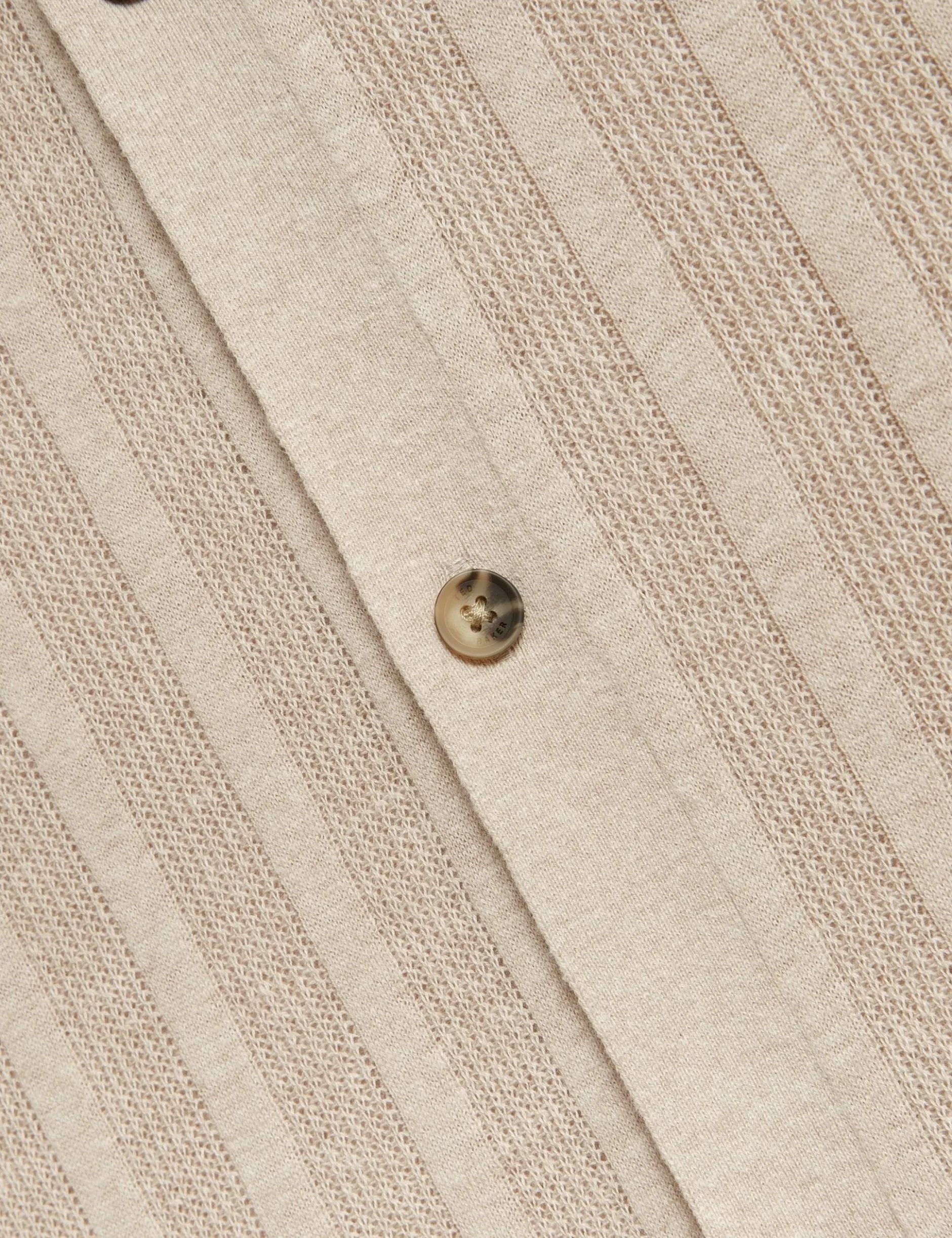 Stitched Stripe Knit Button-Through Polo