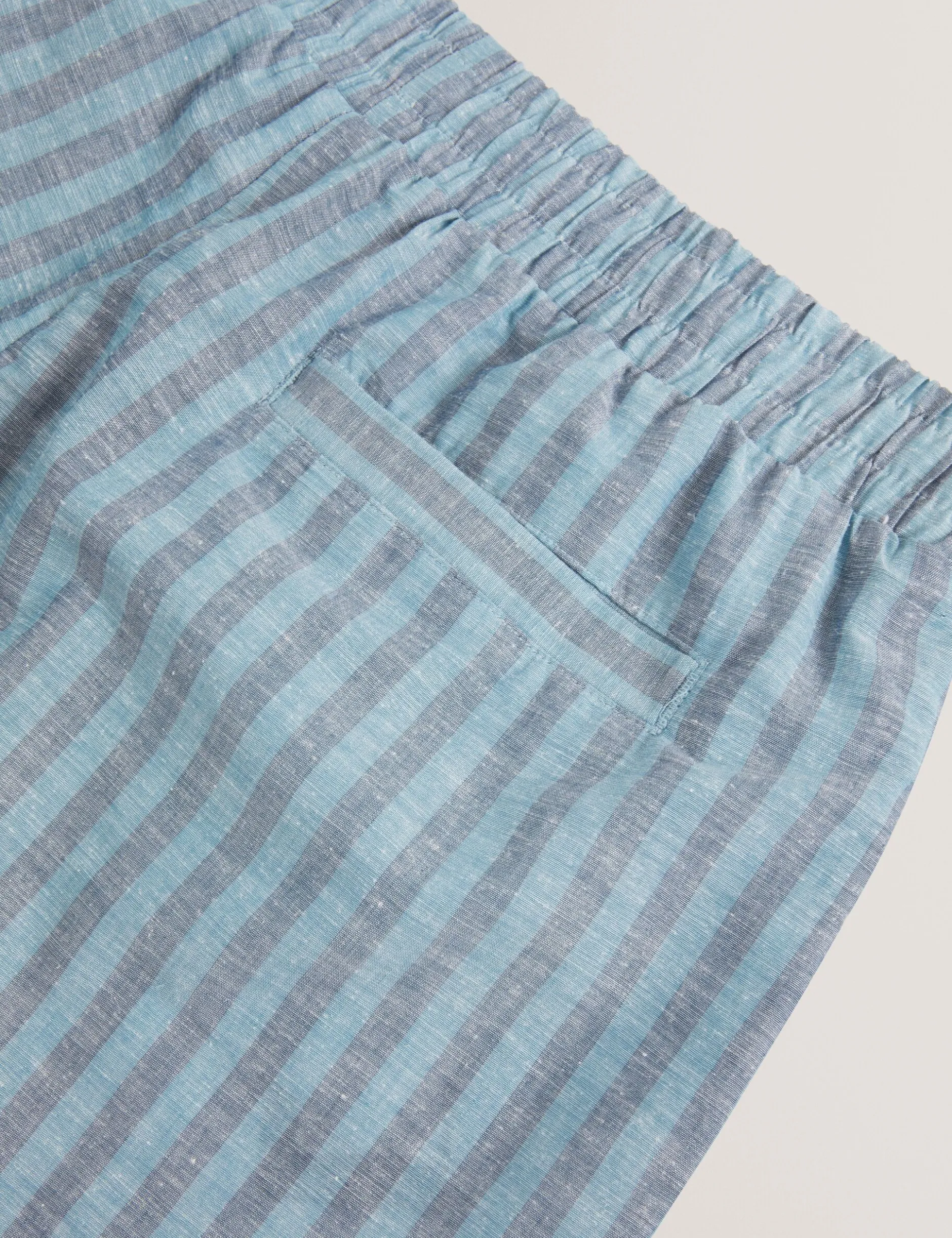 Striped Cotton Linen Pull-On Shorts
