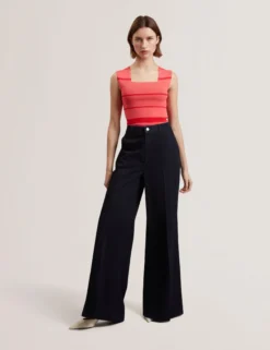 Striped Knit Square Neck Sleeveless Top