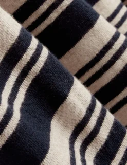 Striped Linen Blend Knitted Polo Shirt