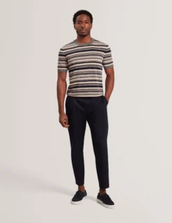 Striped Linen Blend Knitted T-Shirt