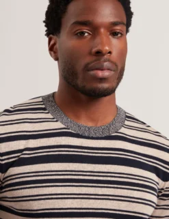 Striped Linen Blend Knitted T-Shirt