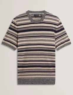 Striped Linen Blend Knitted T-Shirt