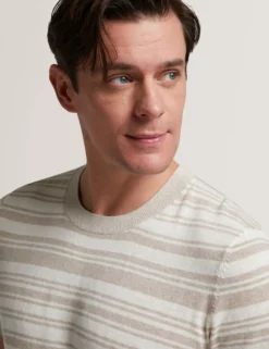 Striped Linen Blend Knitted T-Shirt