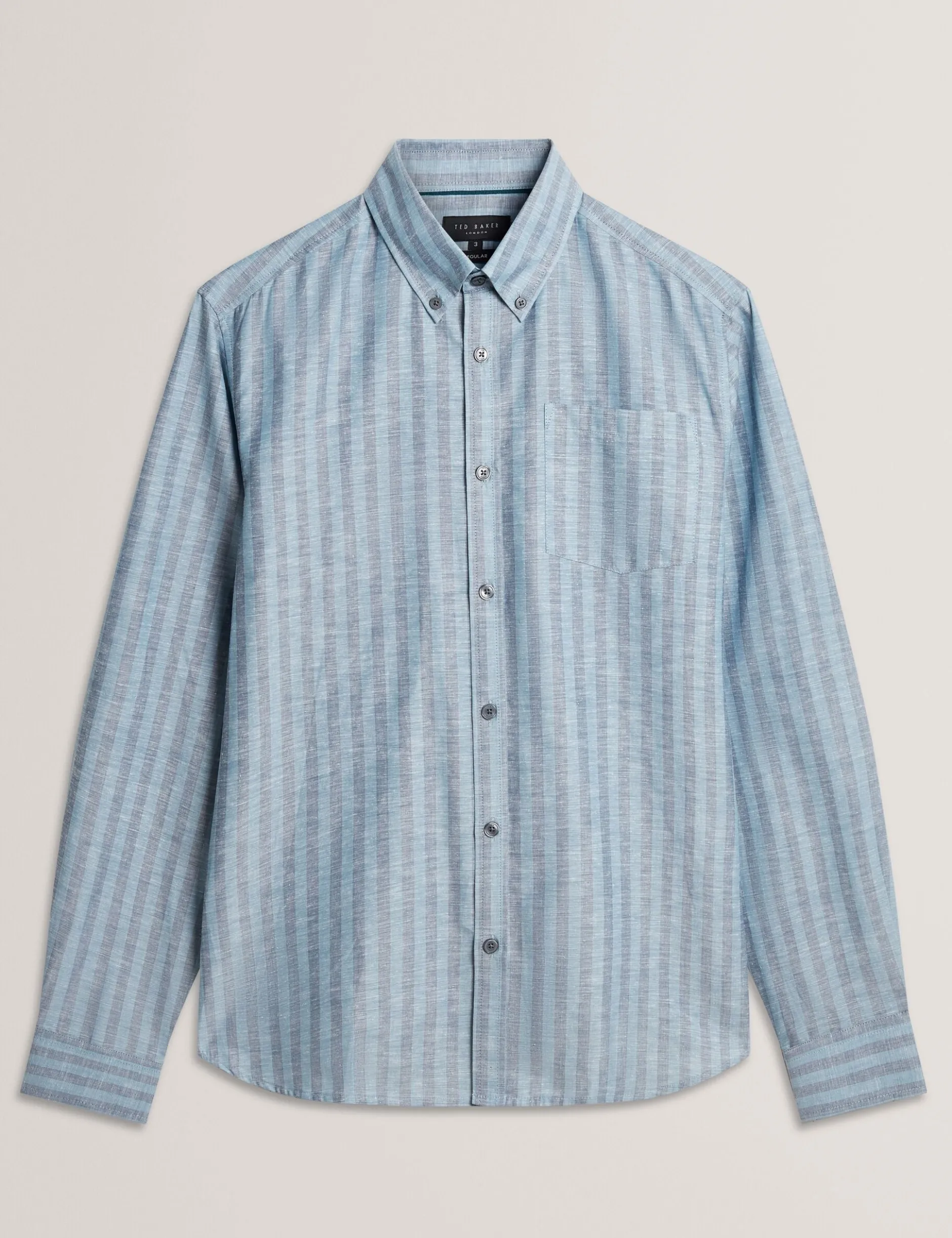Striped Linen Blend Long Sleeve Shirt
