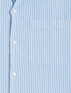 Striped Seersucker Relaxed Cotton Shirt