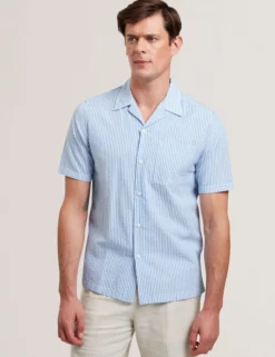 Striped Seersucker Relaxed Cotton Shirt